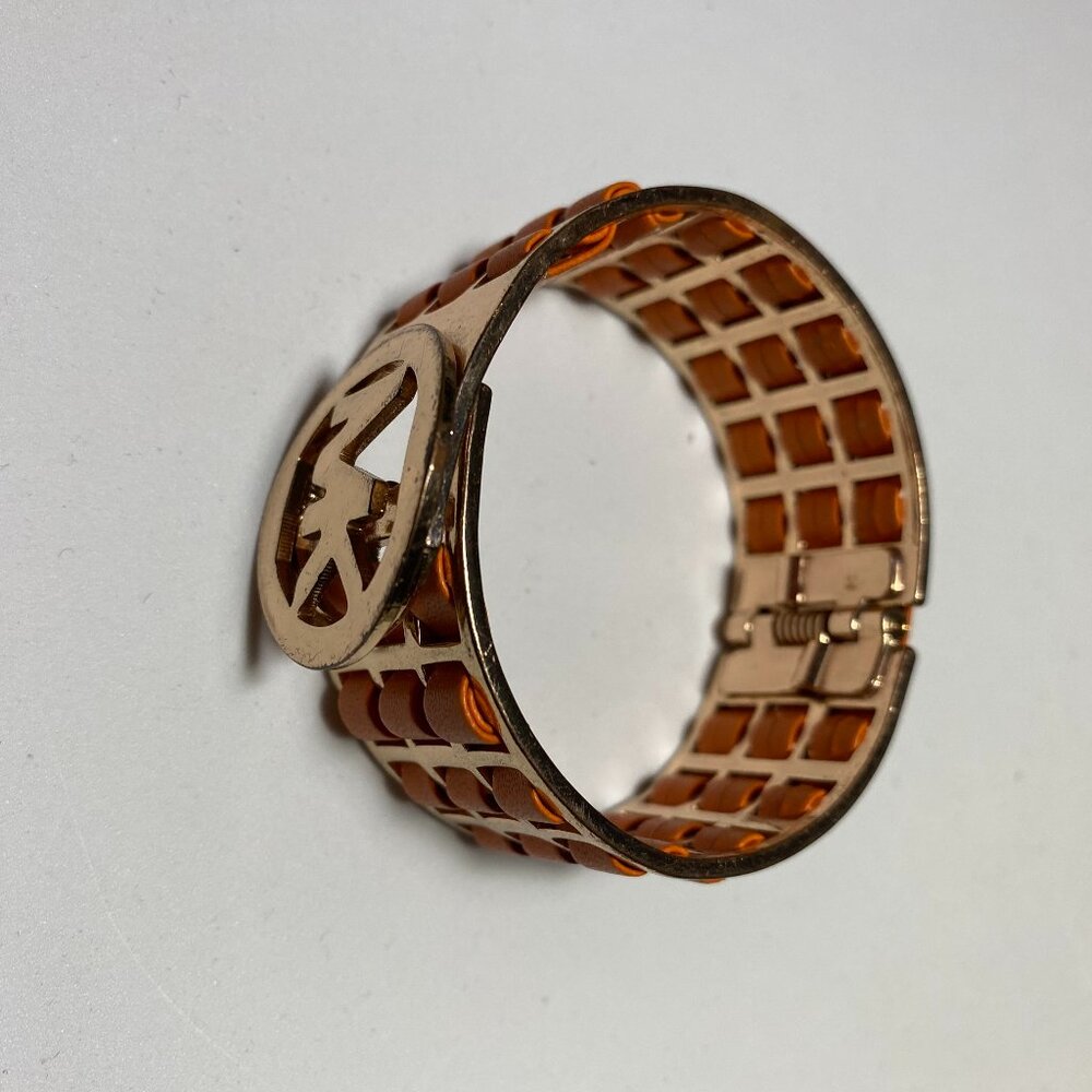Michael Kors Orange Ribbon on Gold Tone Hinged Bracelet - Picture 2 of 3